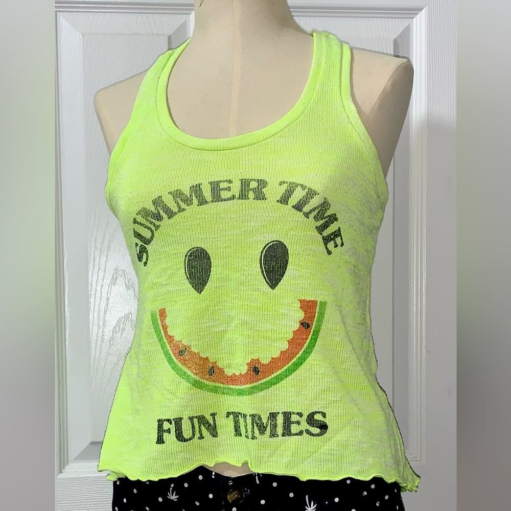 “Summertime Fun Time” Neon Green Tank Top